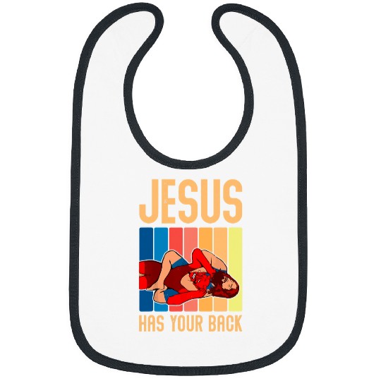 Sport Wrestling Jesus Has Your Back Funny vintages Wrestler Wrestling Bibs
