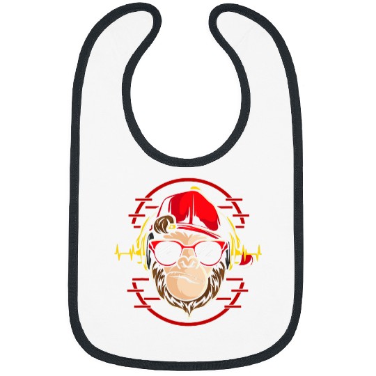 Gorilla Pet Dj Monkey Gorilla With Headphones Ape Disk Jockey Bibs