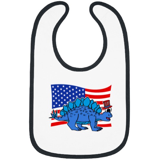 Dinosaur Pet American Flag Stegosaurus 4th July Dinosaurs Bibs