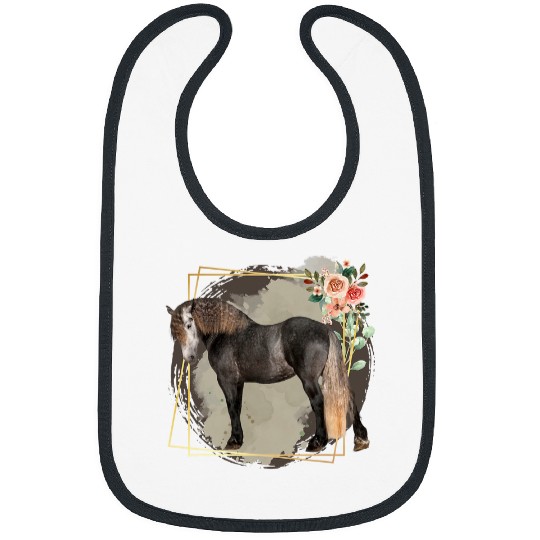 Horse Pet Dappled Gray Baroque Draft Horse and Flowers Bibs