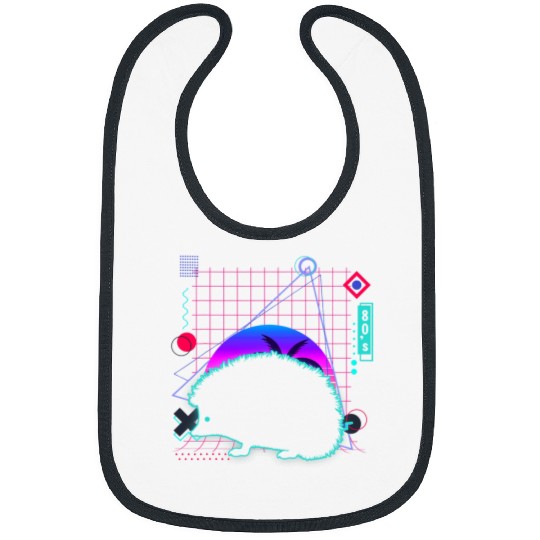 Hedgehog Pet Aesthetic Vaporwave 80s Style Hedgehogs Lover Bibs