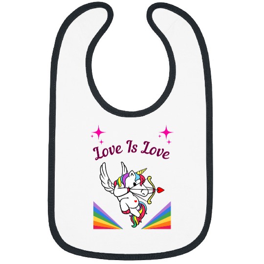 Unicorn Pet Love Is Love Rainbow Unicorn Cupid LGBTQ Bibs