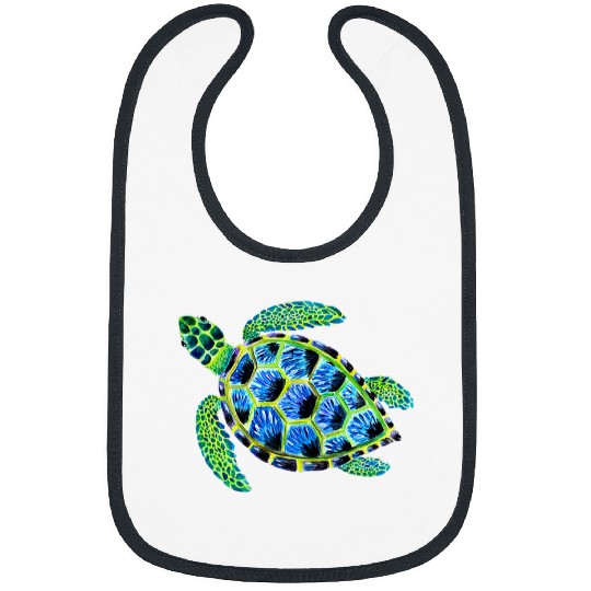 Turtle Pet Marine Sea Turtle Summer Ocean Beach Painting for Women Bibs