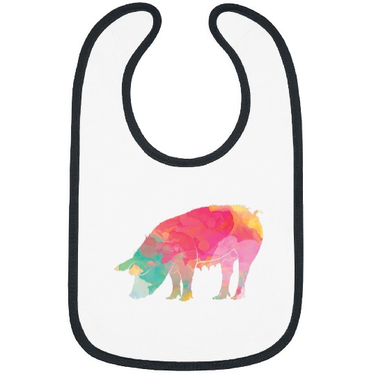 Pig Pet Watercolor Pig Farmer Farming Animal Lovers Agriculture Bibs