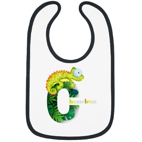 Chameleon Pet sits on letters C Bibs