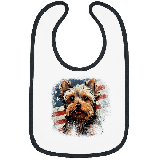 Yorkshire Pet vintages Yorkie Yorkshire Terrier Dog Patriotic American Flag Bibs