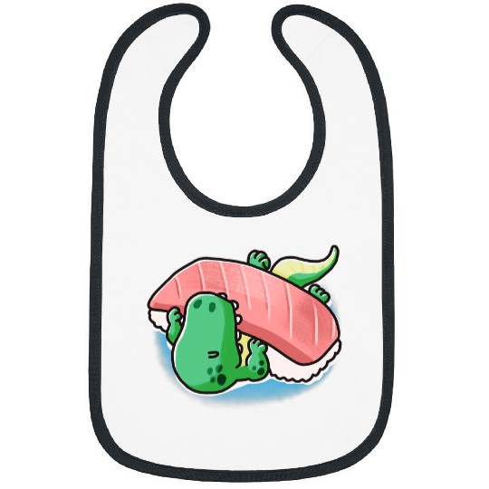 Dinosaur Pet Sleepy TRex Dinosaur Eating Sushi Japanese Food Sushisaurus Bibs