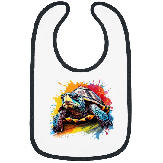 Turtle Pet Colorful Eastern Box Turtle Lover Splash Art Bibs