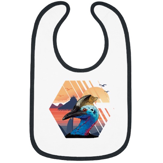 Dinosaur Pet Cassowary Dino Bird Beach Summer Sunset Seagull Cassowaries Bibs
