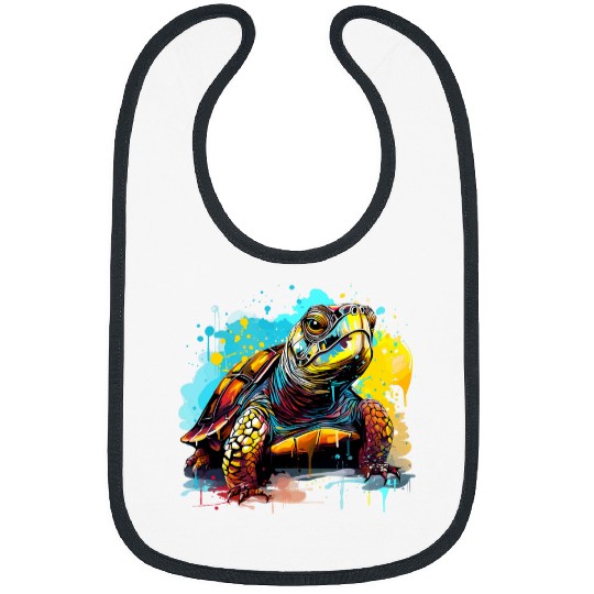 Turtle Pet Colorful Eastern Box Turtle Lover Splash Art 1 Bibs