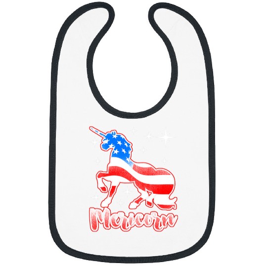 Unicorn Pet Patriotic Mericorn Merica United States Of America Bibs