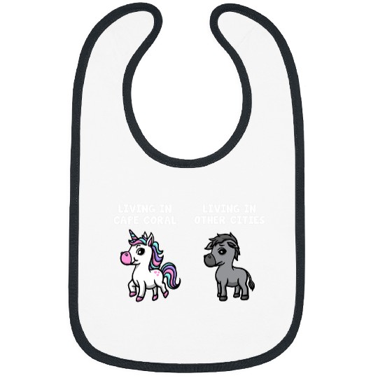 Unicorn Pet Living in Cape Coral Unicorn Funny Rainbow Humor Florida Bibs