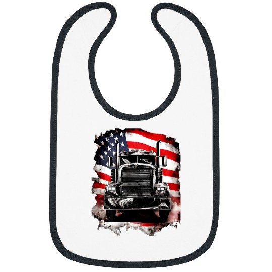Truck Fun US American Flag Semi Truck Driver 18 Wheeler Trucker Gift Bibs