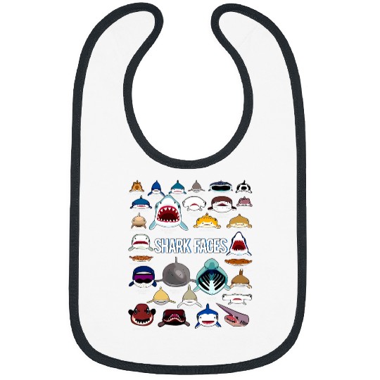 Shark Pet Faces Type Of Shark Funny Bibs
