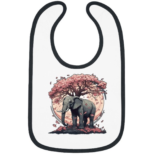 Elephant Mammal Cherry Blossoms Tree Bibs