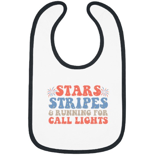 nurses Job CNA nurses 4th of July Stars Stripes Running For Call Lights Bibs