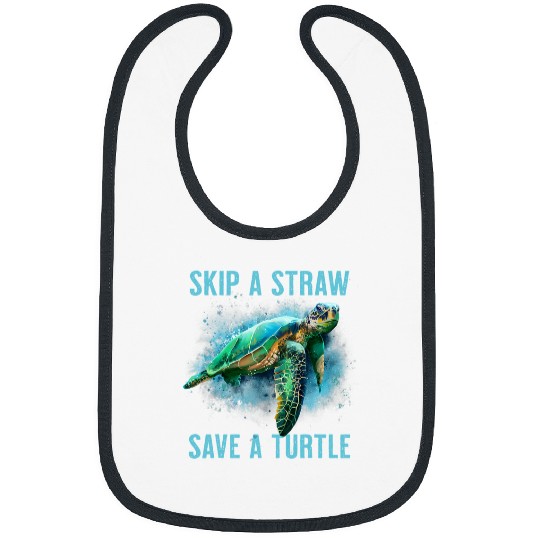 Turtle Pet Skip a Straw Save a Turtle 14 Bibs