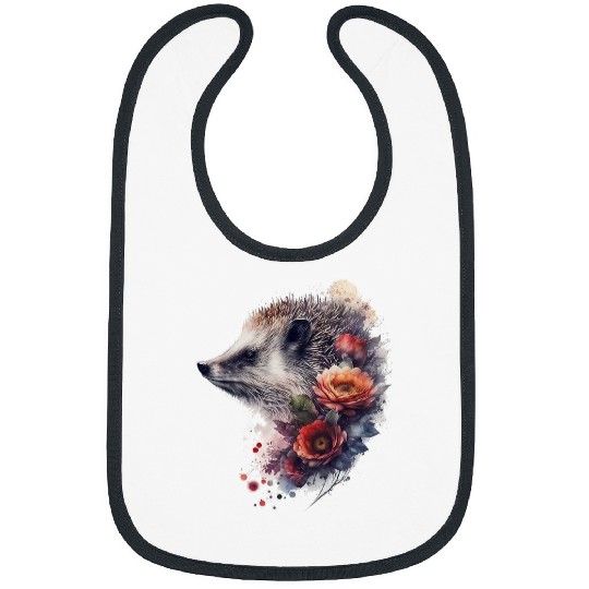 Hedgehog Pet art roses animals artwork flowers hedgehog Bibs