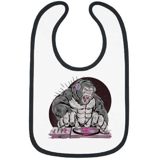 Gorilla Pet Dj Monkey With Headphones Bibs