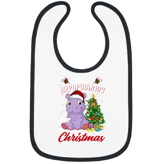 Hippo Pet I Want A Hippopotamus For Christmas Hippo xmass 374 Bibs