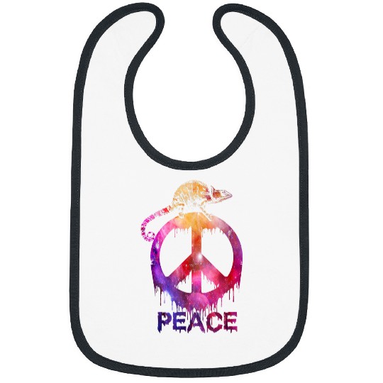 Chameleon Pet Tie Dye Galactic Peace Symbol Animal Lover Bibs