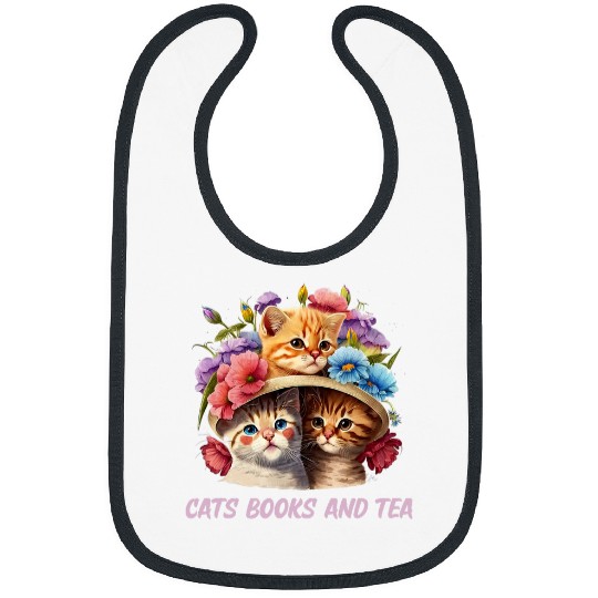 Book Fun Cats Books and Tea Cat Mom Bookworm Cat Dad Bibs