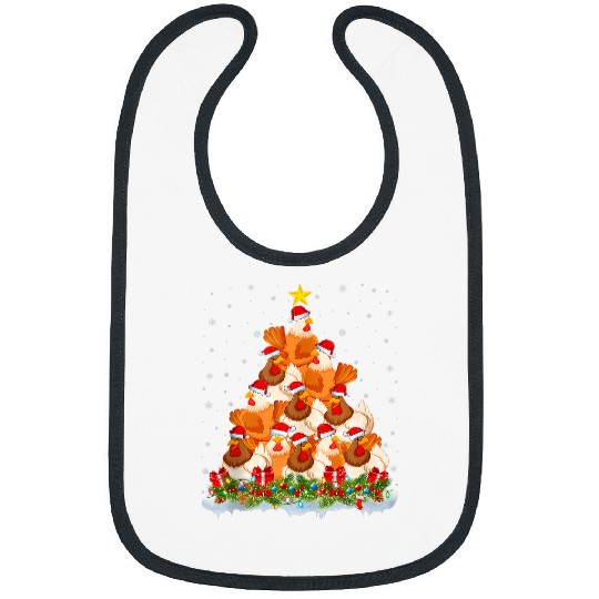Chicken Pet Christmas Tree Lights Funny Bibs