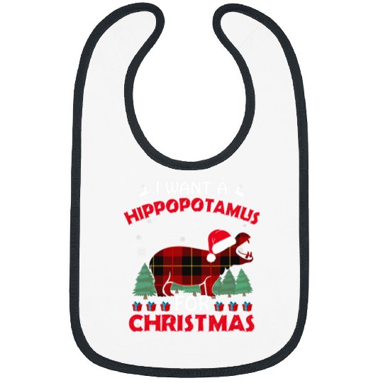Hippo Pet I Want A Hippopotamus For Christmas Santa Clause Hat Bibs