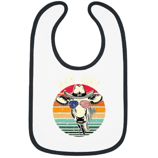Cow Pet Hay Girl Retro Cow America Needs Farmers Support Country Bibs