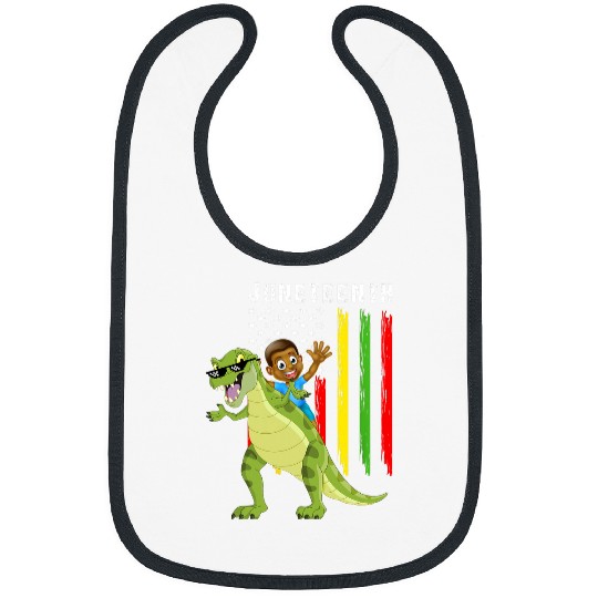 Dinosaur Pet Juneteenth Black King Riding T rexs Funny Boys Kids Flag Bibs