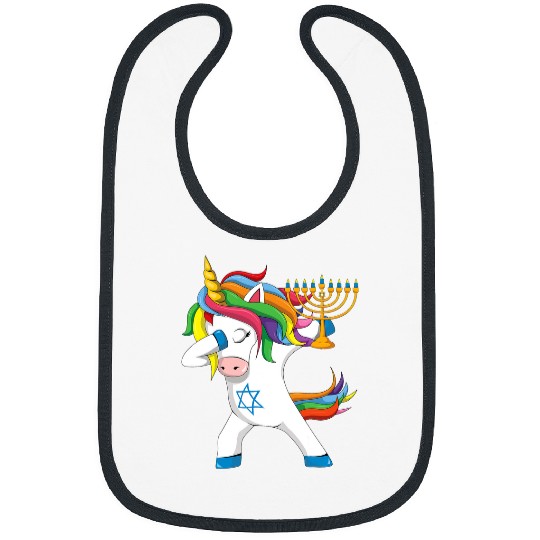 Unicorn Pet Cute Kawaii Unicorn Jew Jewnicorn Menorah Happy Hanukkah Bibs