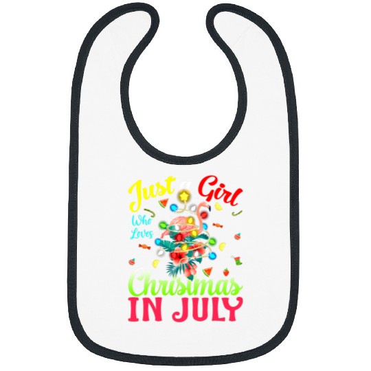 Flamingo Pet Just A Girl Who Loves Christmas In July Flamingo Summer 9 Bibs