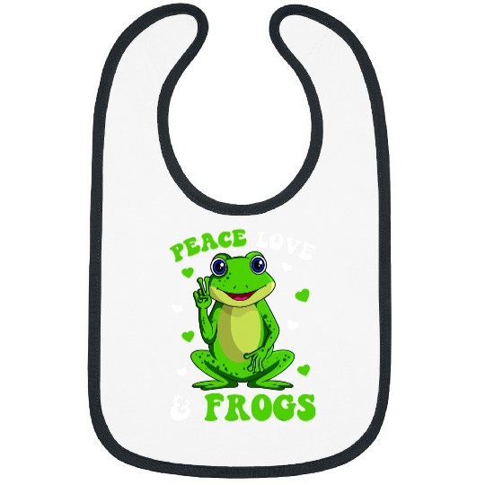 Frog Pet Peace Love Frogs Lover Frog Kids Girls Women Bibs