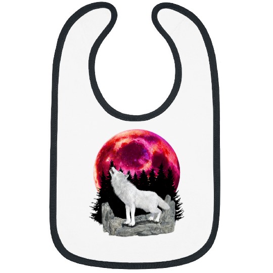 Coyote Mammal White wolfs Howls Blood Moon Bibs