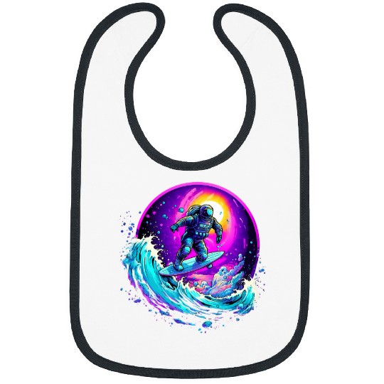 Astronaut Job Surfing Space Moon Stars Spacewalk Space Travel Bibs