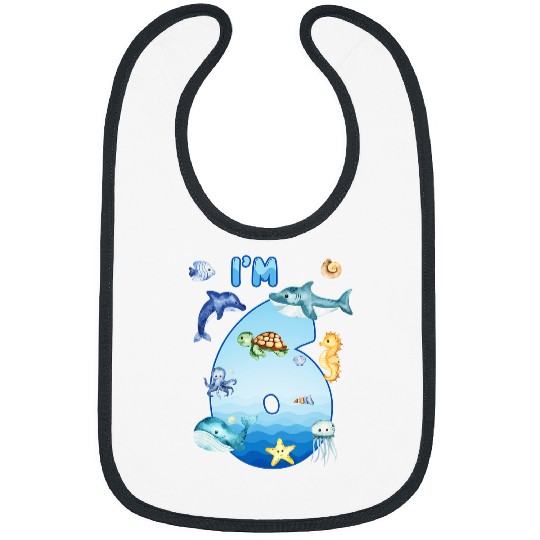 Whale Pet Kids 6 Year Old Ocean Life Whale Dolphin Shark 6th Birthday 1 Bibs