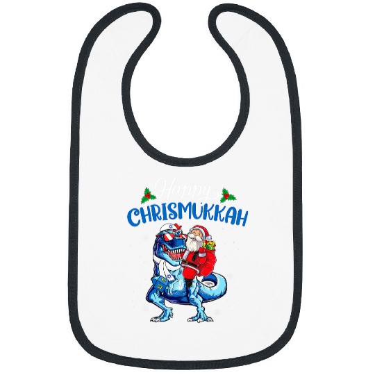 Dinosaur Pet Happy Chrismukkah Jewish xmass Hanukkah T Rex Bibs