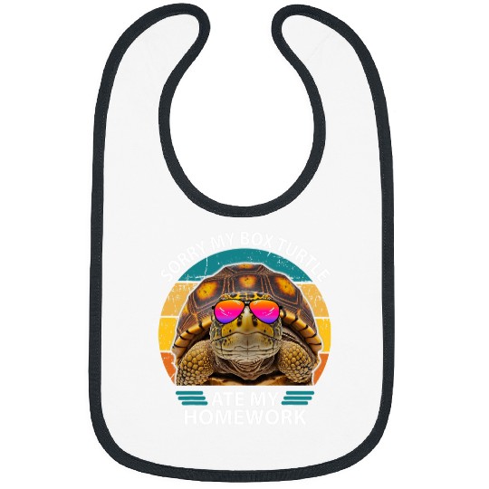 Turtle Pet Funny Box Turtle Lover sarcastic quotes Ate My homeswork Kids Bibs
