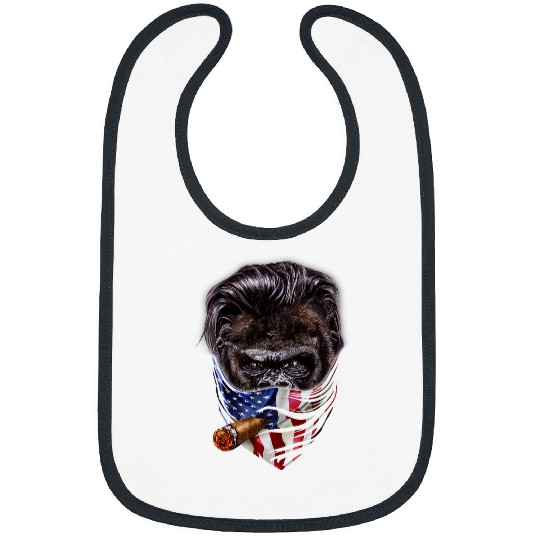 Gorilla Pet Slick Hair Gorilla with Cigar in USA America Bandana Bibs