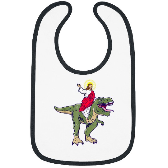 Dinosaur Pet Jesus Riding Dinosaur T rexs Jesus Christian 3 Bibs