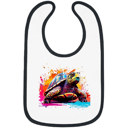 Turtle Pet Splash Art Box Turtle Lover Colorful Bibs