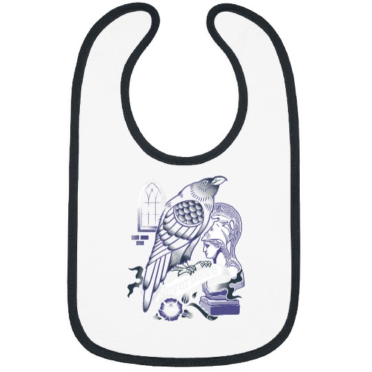 Book Fun Nevermore Raven Gothic Poetry Book Lover Poe Bibs