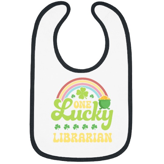 One Lucky Librarian St Patricks Day Rainbow Green Bibs