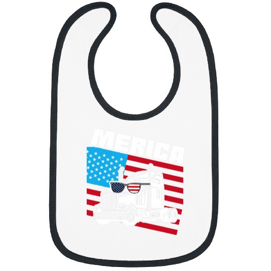 Truck Fun Merica American Flag US Patriotic USA Truck Lover Trucker Bibs