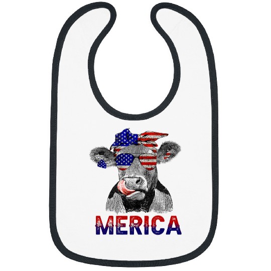 Cow Pet Independence Day Cow Merica 4th of July Cows Lovers 228 Bibs