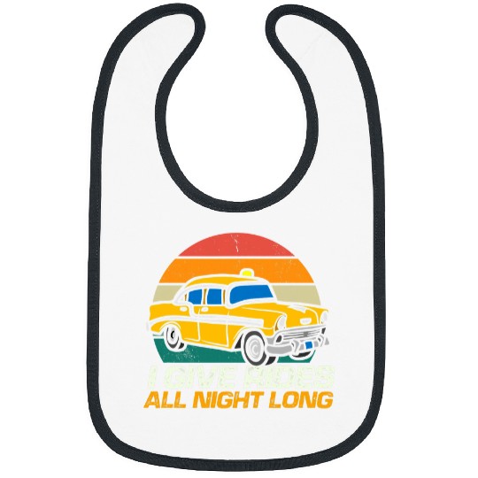 Retro Sunset vintages Taxi Car Cab Driver Quotes Bibs