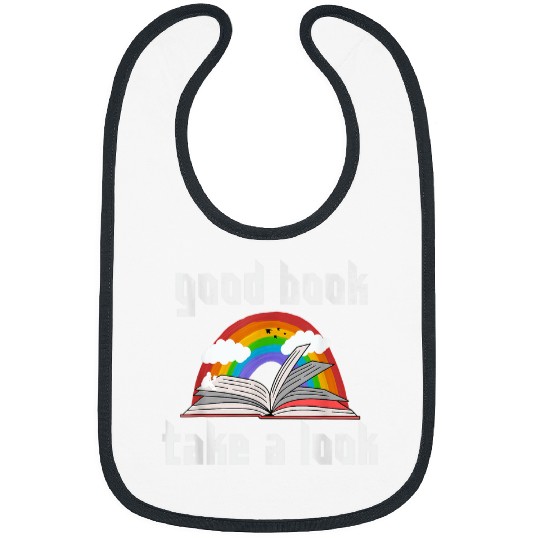 Book Fun Gift Good Book Take a Look Rainbow reading books Girl Bibs