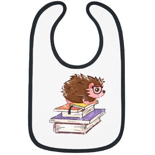 Hedgehog Pet Book Hedgehogs Book Nerd Literary Reading Hedgehogs Book Lover120 booked Bibs