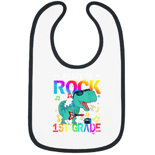 Dinosaur Pet Kids Ready to Rock 1st Grade Bibs