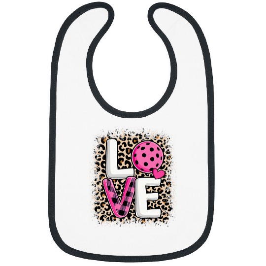 Sport Pickleball Pink Love Pickleball Cute Pickleball Lover Leopard Print Bibs
